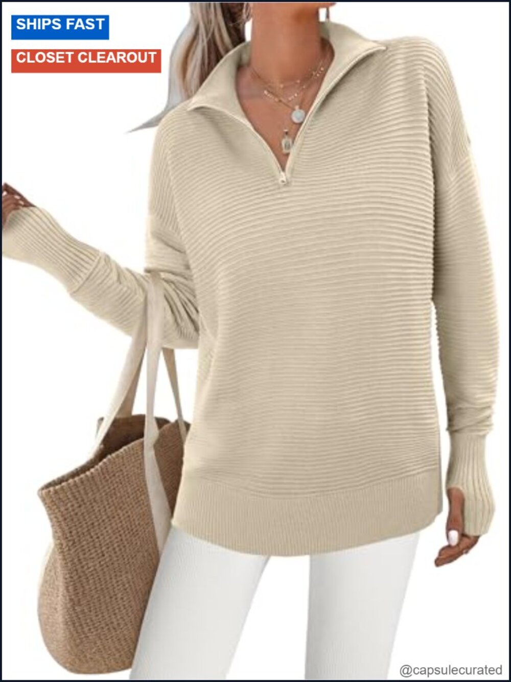 Women's Textured Knit Pullover Sweater with Thumb Holes